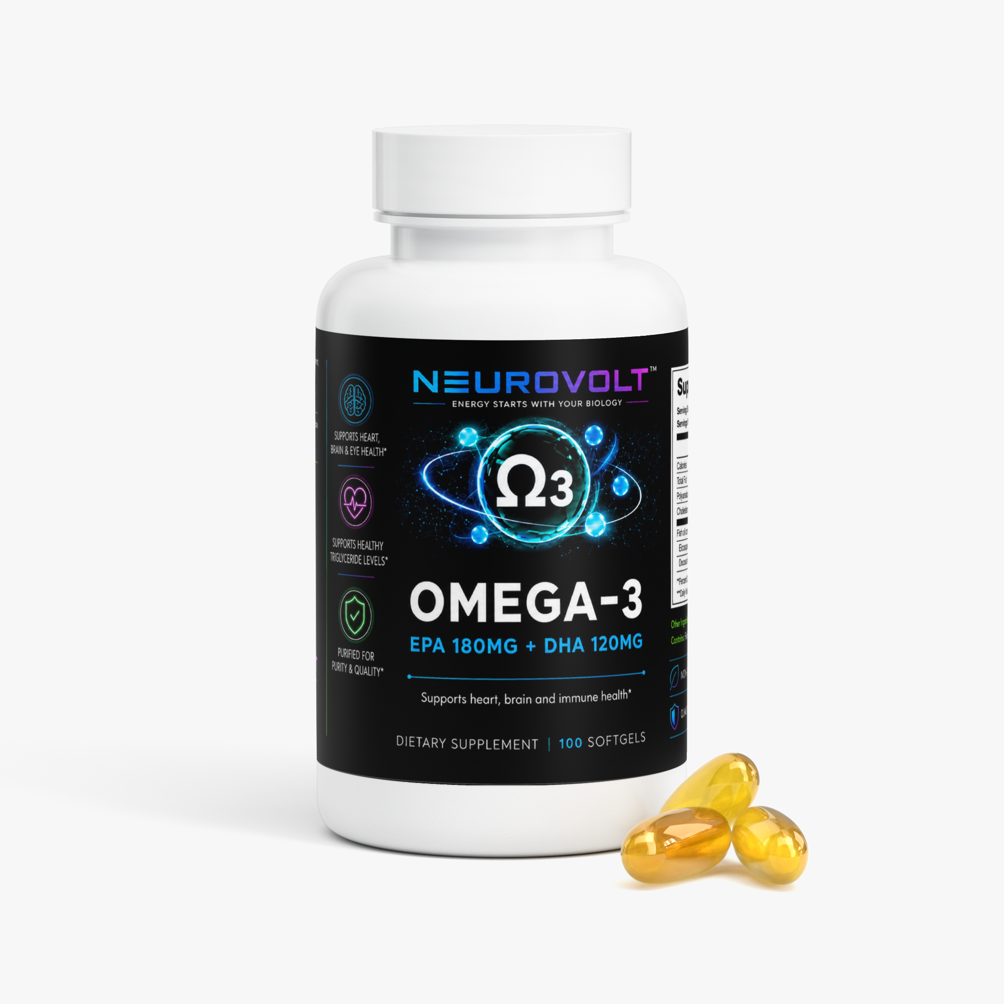 NeuroVolt™ Omega-3 EPA 180mg + DHA 120mg