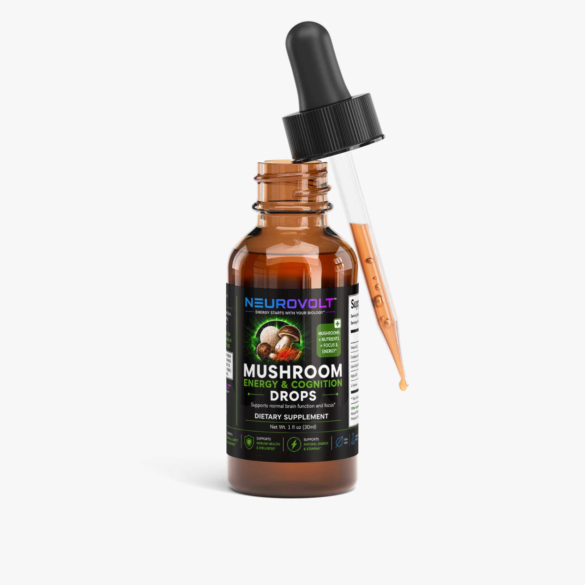 NeuroVolt™ Mushroom Energy & Cognition Drops