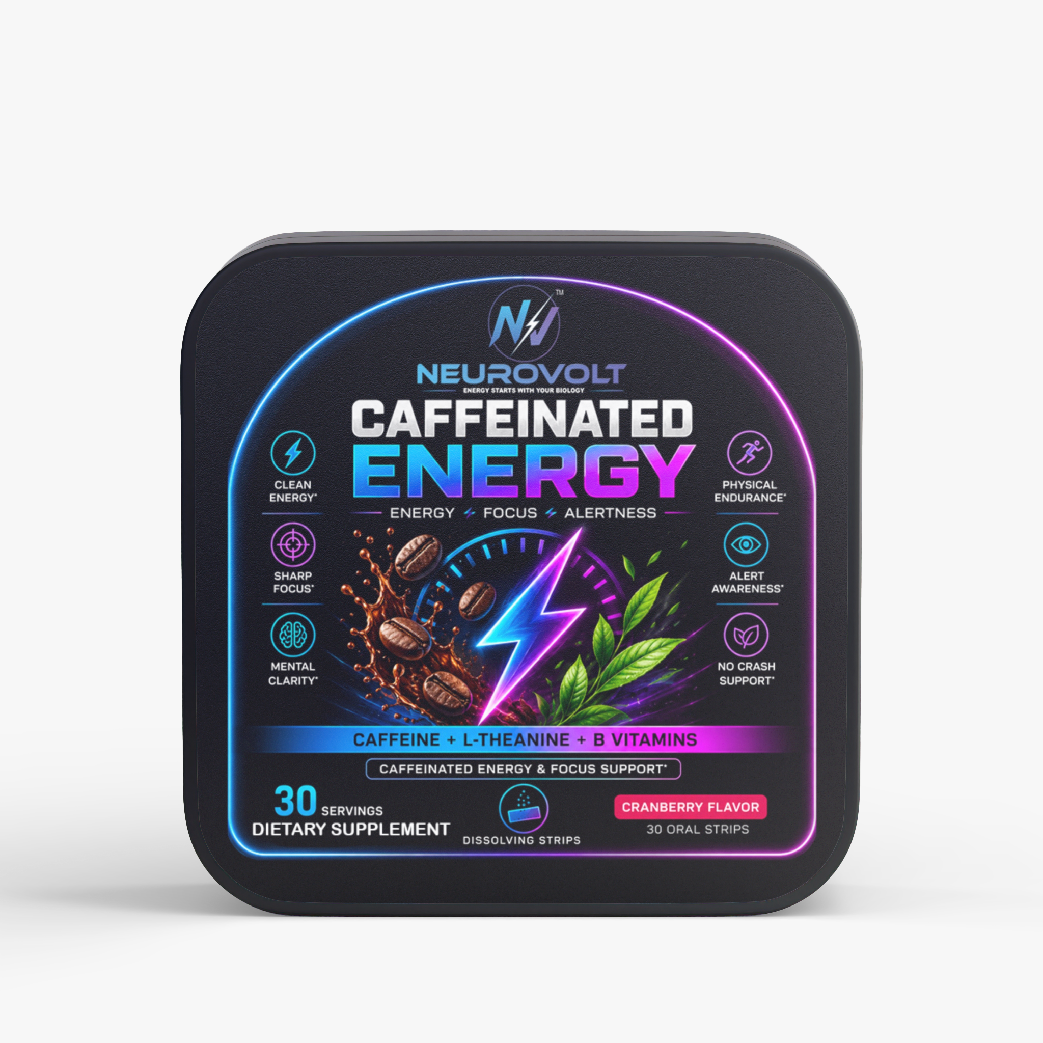 NeuroVolt™ Caffeinated Energy Oral Strips — Cranberry