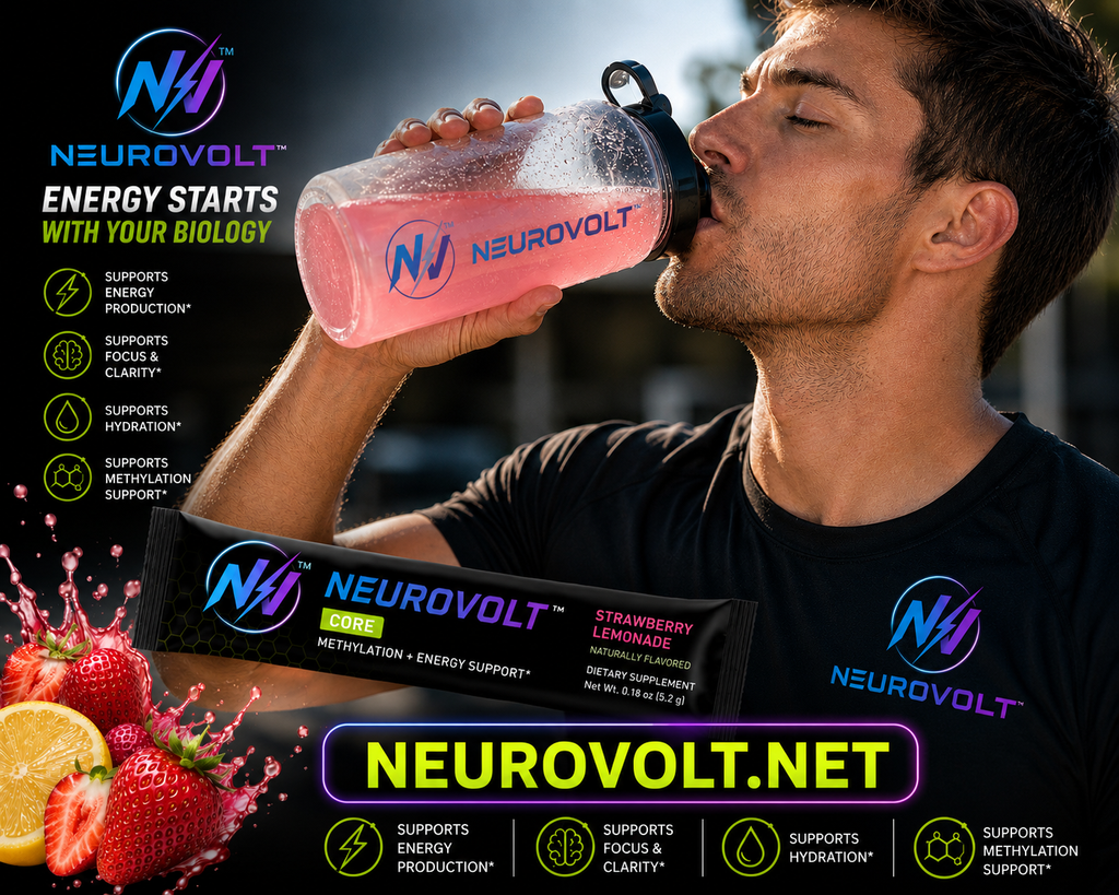 NeuroVolt™ Core Strawberry Lemonade Energy Sticks | Methylation Support Drink Mix | 10 Pack