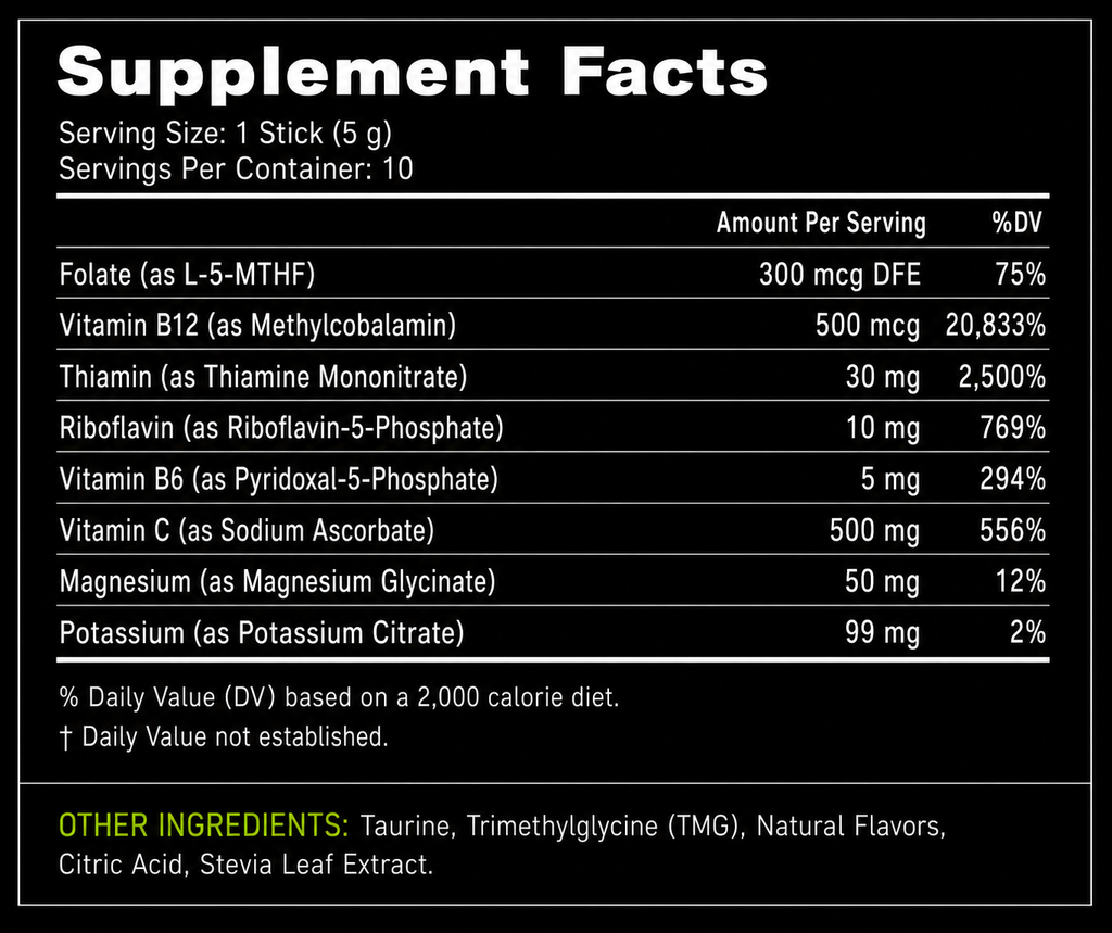 NeuroVolt™ Energy Sticks - Methylation Support Drink Mix 30 Pack - PREORDER NOW!